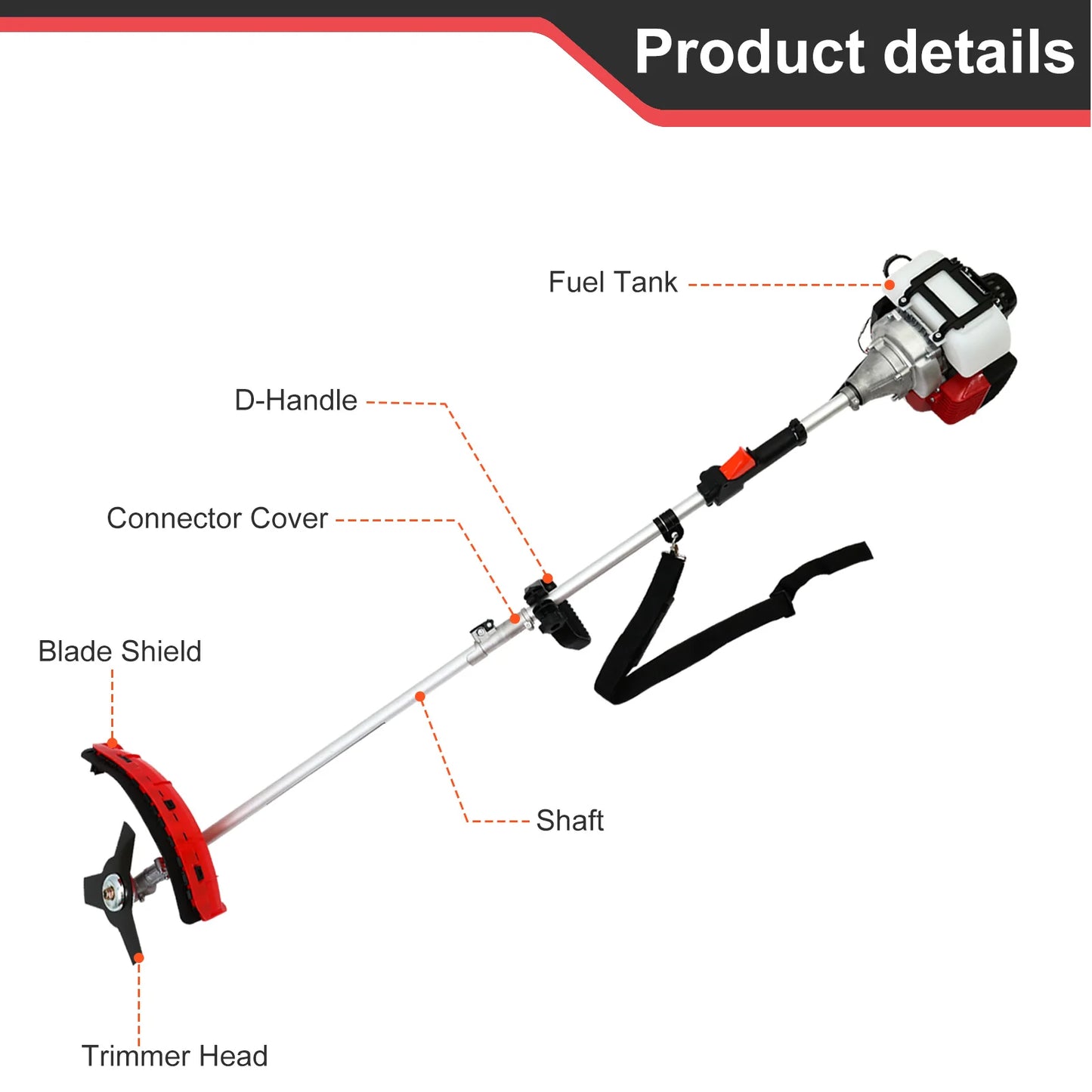 4-Stroke Gas Weed Eater 31cc 15lb 13 in Straight Shaft Trimmer Cordless Weed Wacker Light High-Power for Lawns and Garden Care