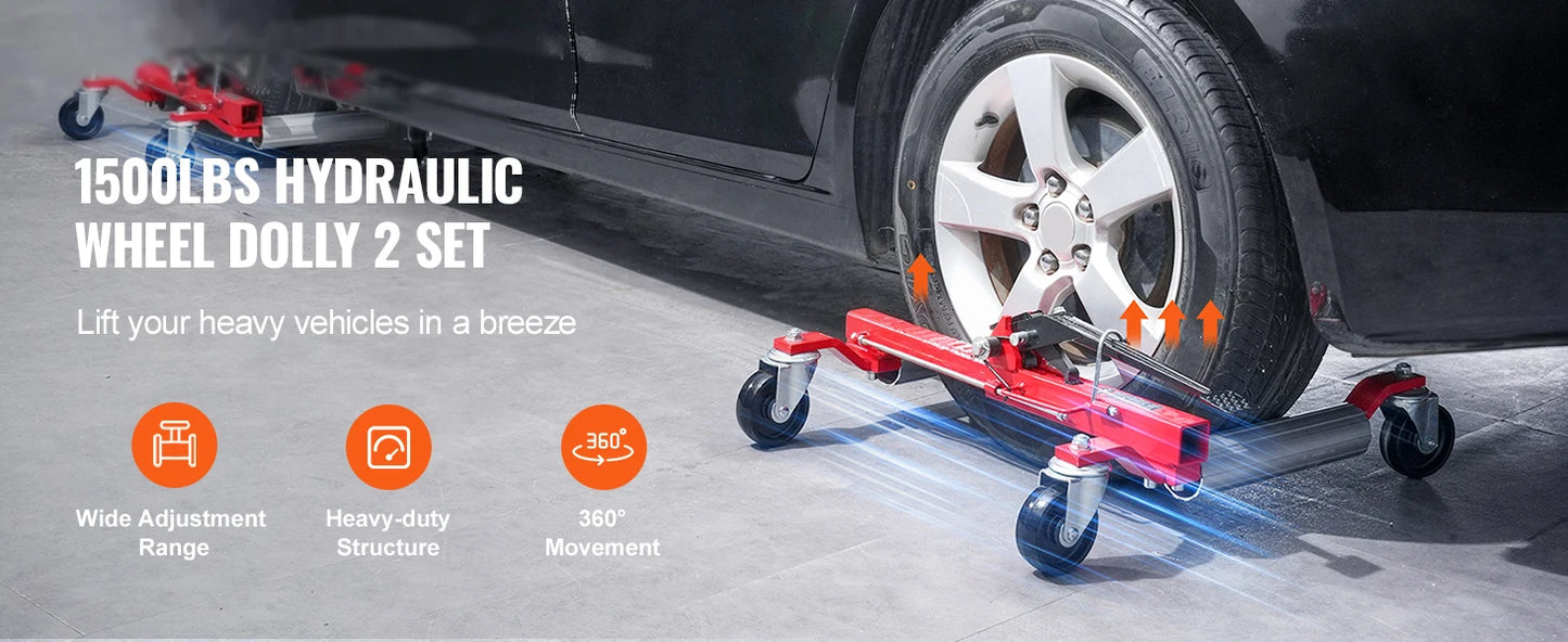 SucceBuy Wheel Dolly Heavy Duty Vehicle Positioning Ratchet Tire Jack Max Capacity 1500 Lbs Car Dolly for Car Auto Repair Moving