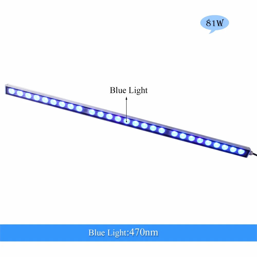 Populargrow 54W/81W/108W Aquarium Light with 470nm Blue Spectrum Leds Strip Light Beautiful Your Coral Reef Fish Tank Lamp