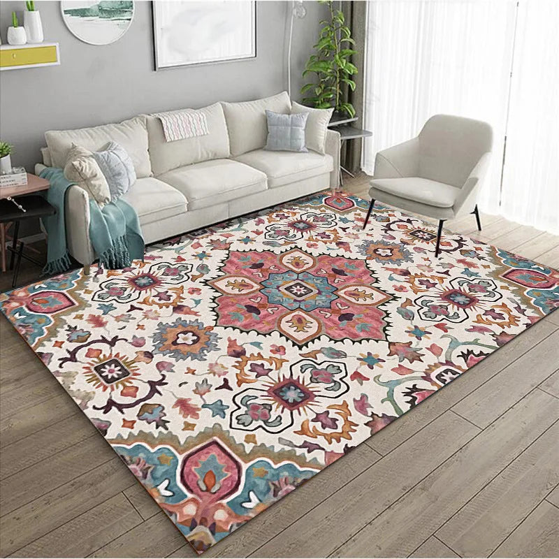 Ethnic Style Bedroom Carpet Persian American Retro Carpets Large Area Living Room Decoration Rugs Cloakroom Lounge Rug Washable