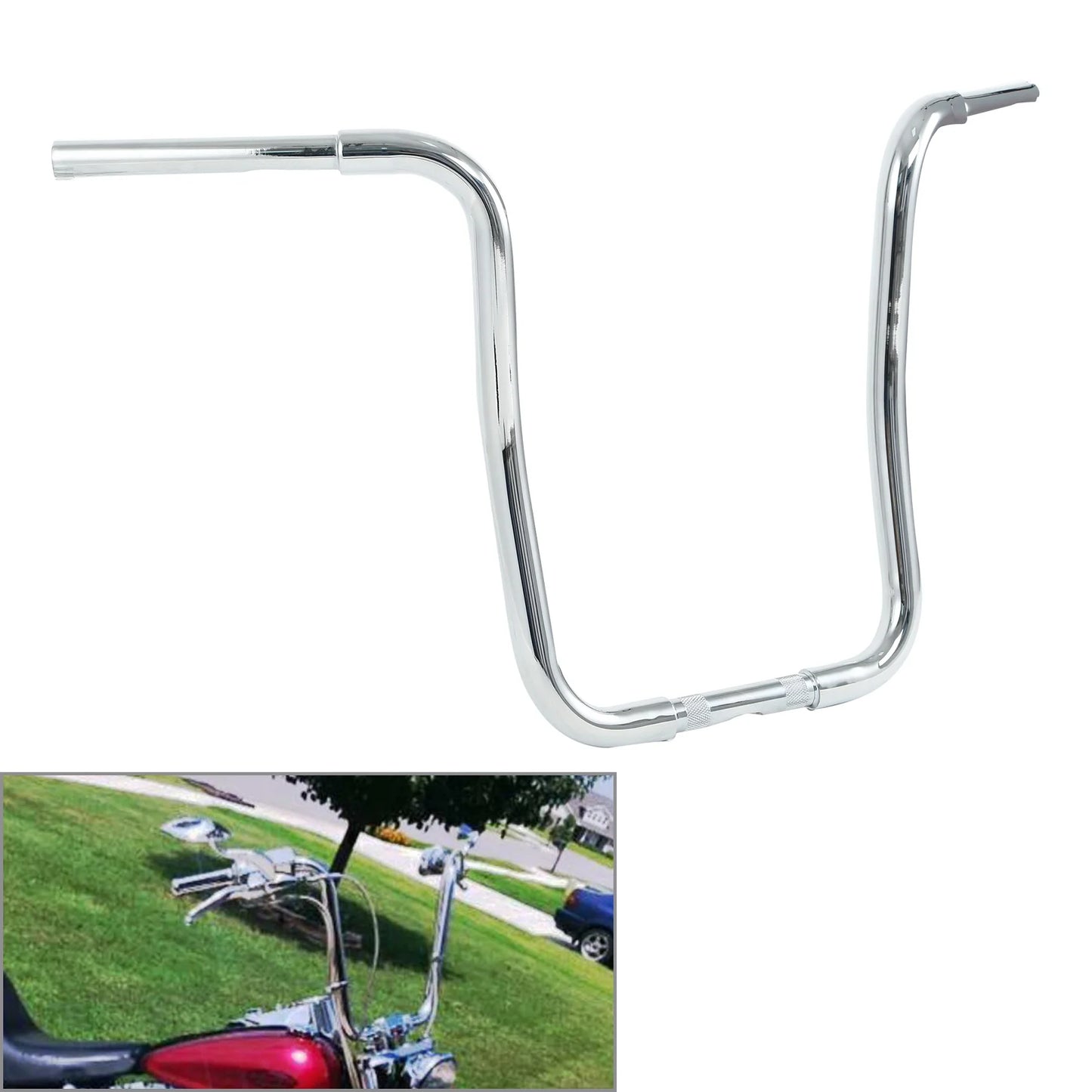 Motorcycle 12 14 16 18" inch Rise 1-1/4" Ape Hanger Curved Handlebar For Harley Sportster XL FLST FXST Custom