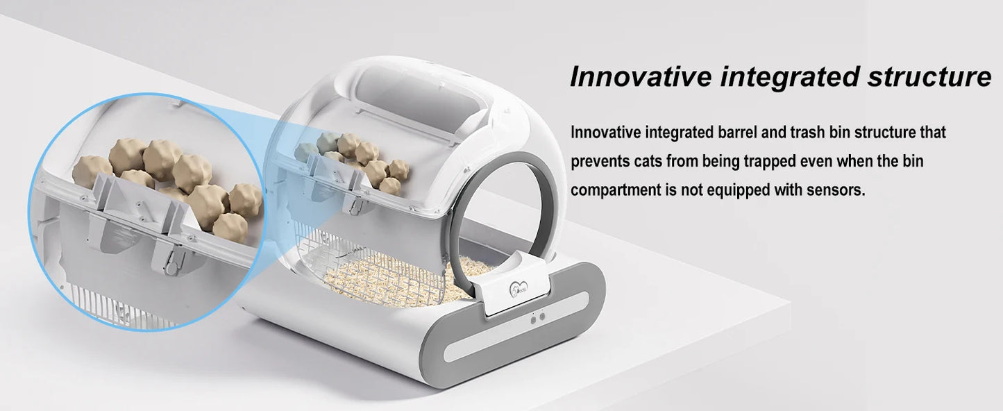 65L Self-Cleaning Cat Litter Box App Control, ONLY Supports 2.4G WiFi w/Litter Mat&Trash Bags, Fit for Tofu & Mixed Litter