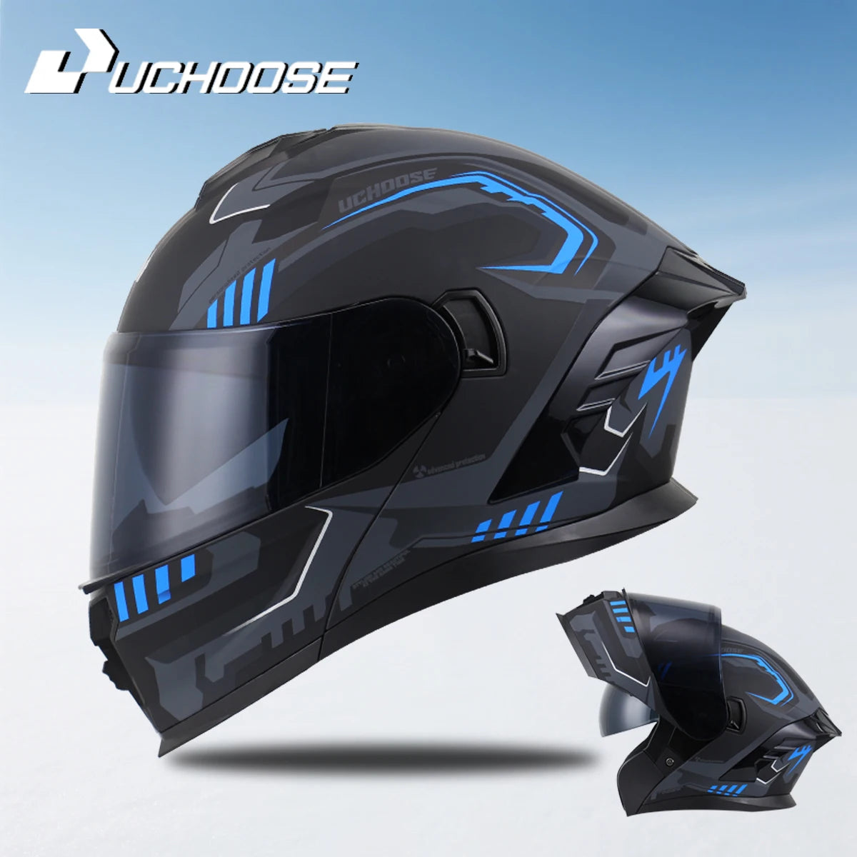 DOT Approved Full Face Helmet Crash Motorbike Protective Gear Men Women Flip Up Helmet Motorcycle Double Sun Visor