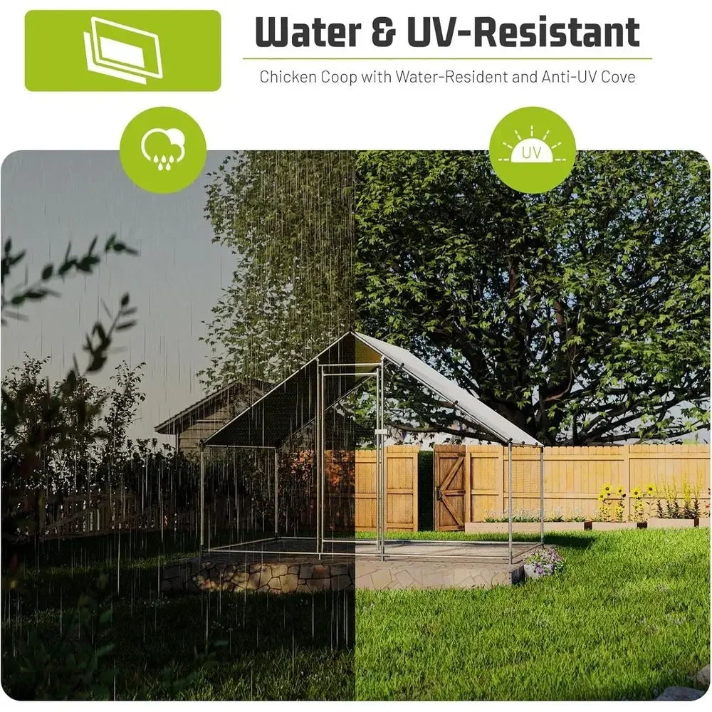 Walk-In Chicken Coop with UV-Protected and Waterproof Cover for Outdoor Poultry Housing