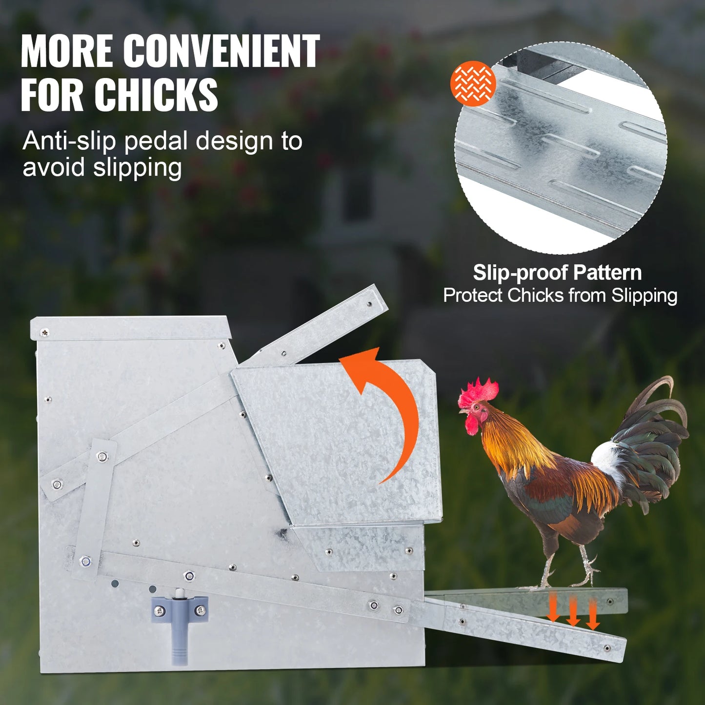 Automatic Chicken Feeder 25 lbs Capacity Feeds 10 Chickens up to 11 Days Galvanized Steel Poultry Feeder