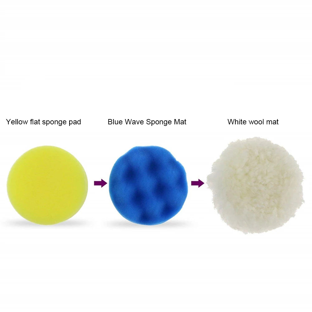 22Pcs 3 Inch Car Polishing Sponge Pads Kit Reusable Foam Pad Buffer Kit Washable Wool Fiber for Auto Remove Scratches