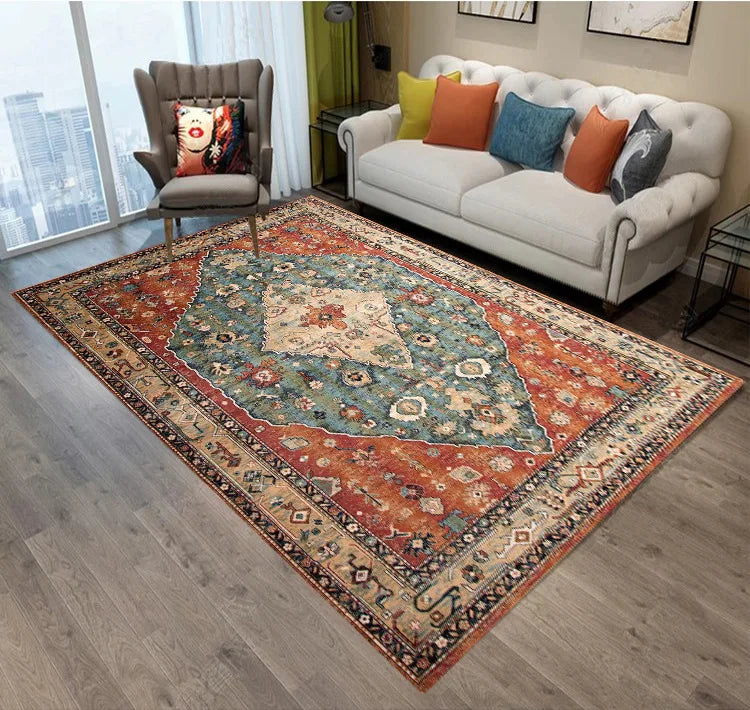 Ethnic Style Bedroom Carpet Persian American Retro Carpets Large Area Living Room Decoration Rugs Cloakroom Lounge Rug Washable