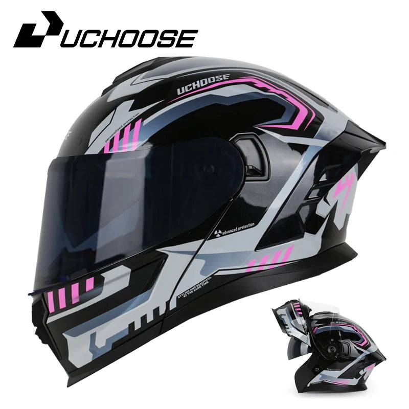 DOT Approved Full Face Helmet Crash Motorbike Protective Gear Men Women Flip Up Helmet Motorcycle Double Sun Visor