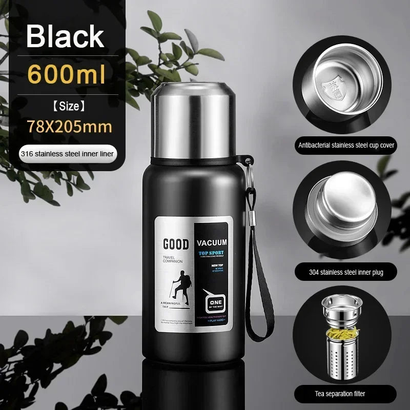 Portable Insulated Water Bottle Stainless Steel Leakproof Thermos Cup Cold Hot Beverage Container for Travel Office