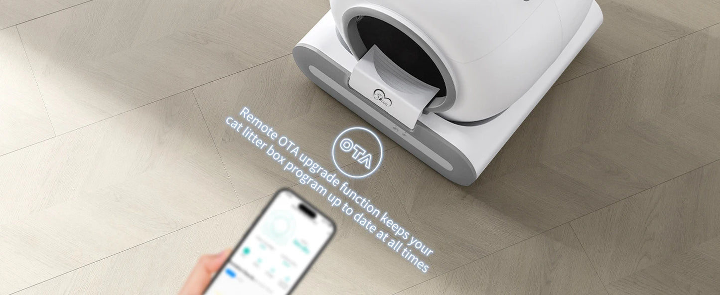 65L Self-Cleaning Cat Litter Box App Control, ONLY Supports 2.4G WiFi w/Litter Mat&Trash Bags, Fit for Tofu & Mixed Litter