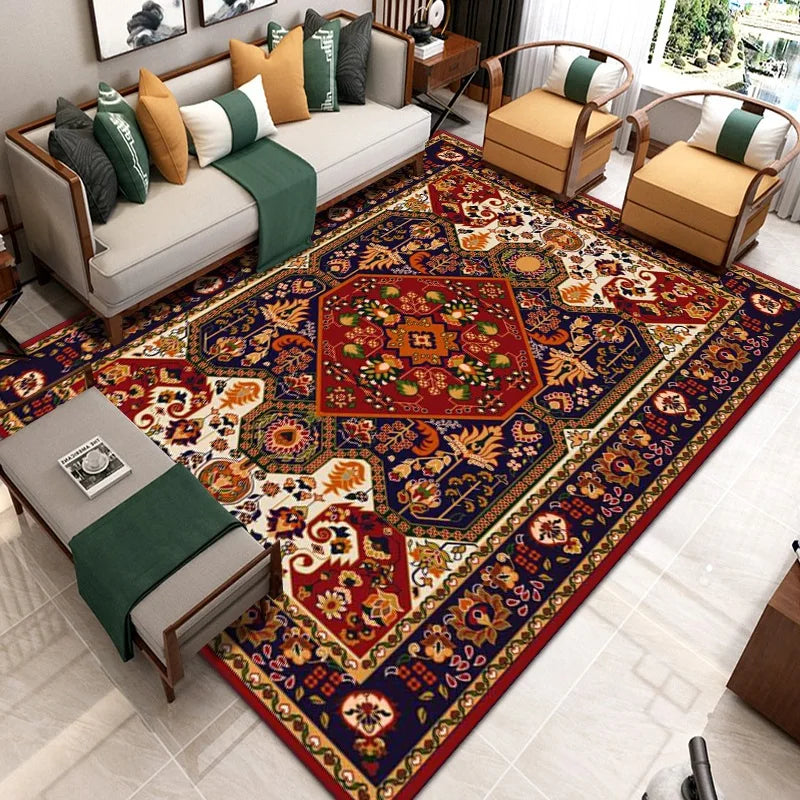 Ethnic Style Bedroom Carpet Persian American Retro Carpets Large Area Living Room Decoration Rugs Cloakroom Lounge Rug Washable