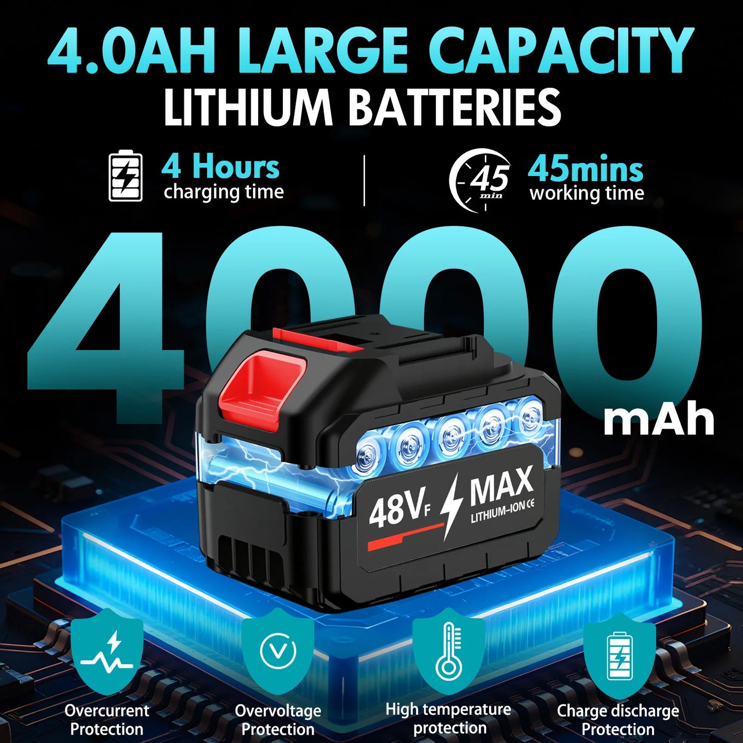 Portable Cordless Pressure Washer 21V 970PSI High-Pressure Handheld Car Wash Water Gun 6-In-1 Nozzle 4.0Ah Battery for Car Patio