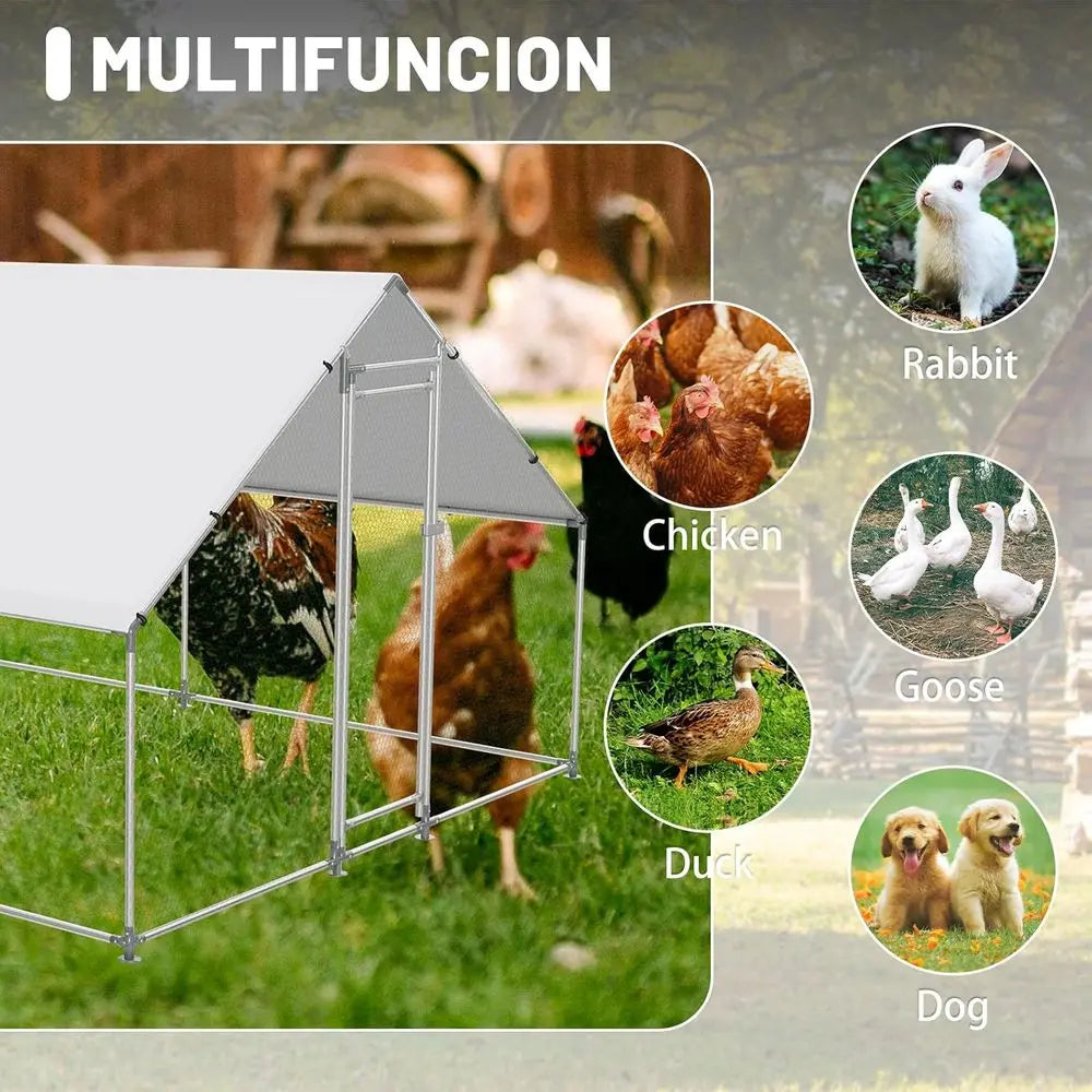 Walk-In Chicken Coop with UV-Protected and Waterproof Cover for Outdoor Poultry Housing