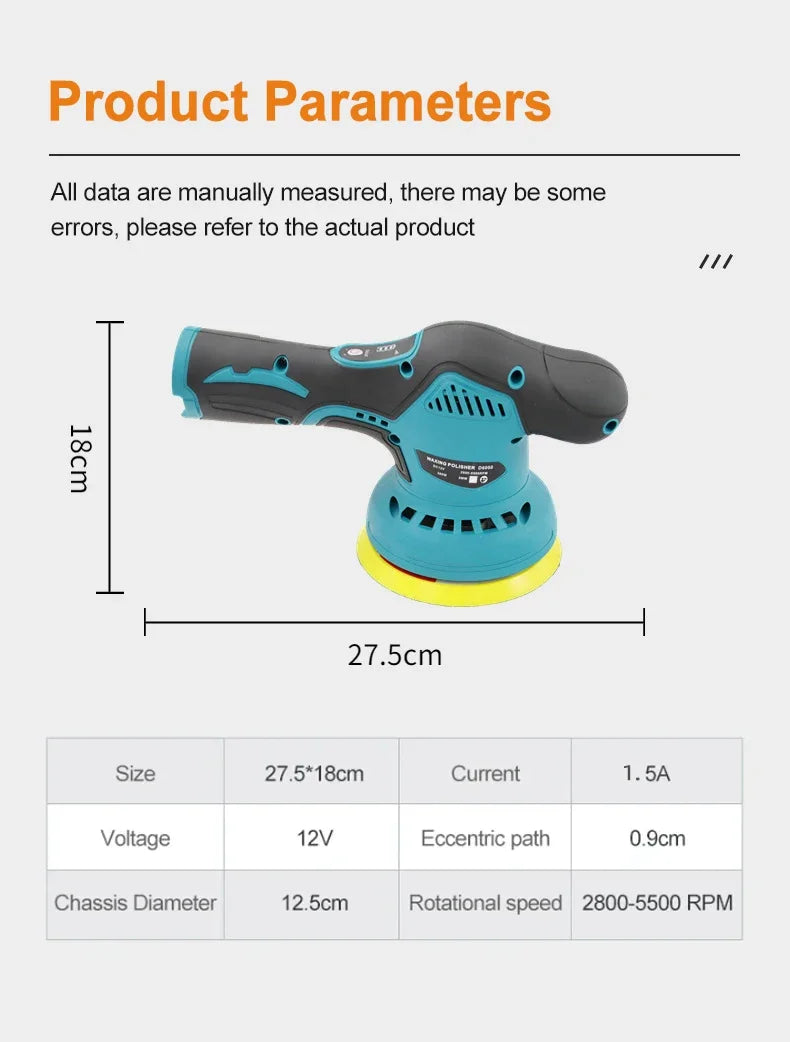 EAFC Polishing Machine For Car 12V Cordless Polisher 8 Gears 380W Automotive Electric Waxing Repairing Wireless Sander Polish