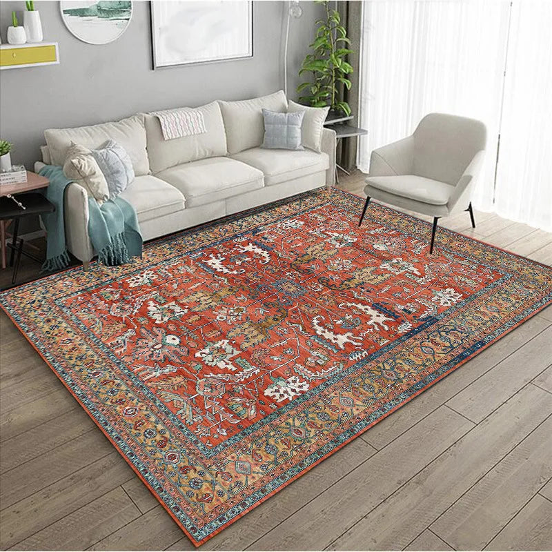 Ethnic Style Bedroom Carpet Persian American Retro Carpets Large Area Living Room Decoration Rugs Cloakroom Lounge Rug Washable