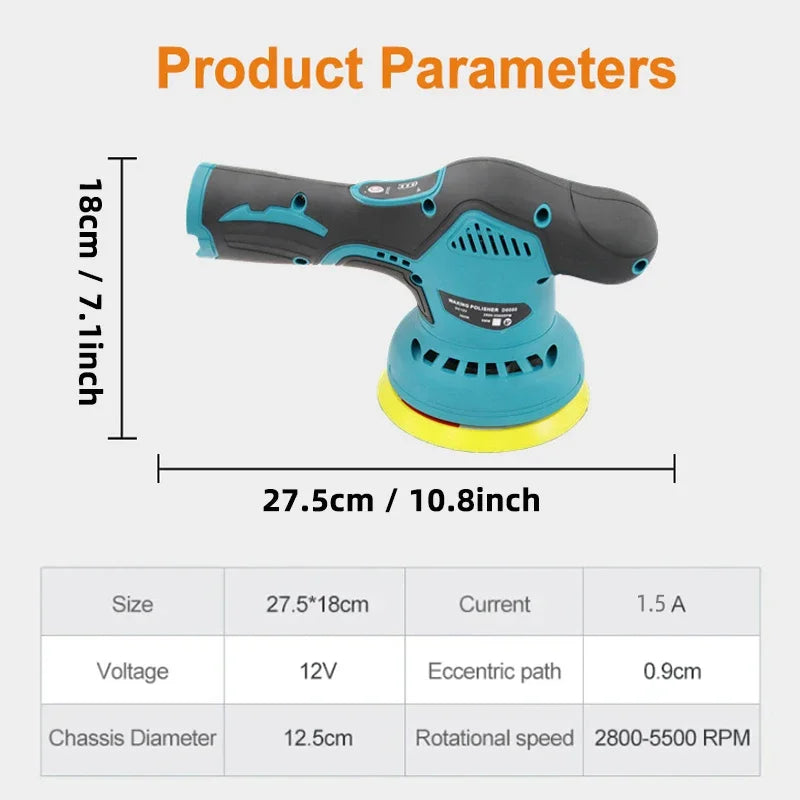 EAFC Polishing Machine For Car 12V Cordless Polisher 8 Gears 380W Automotive Electric Waxing Repairing Wireless Sander Polish
