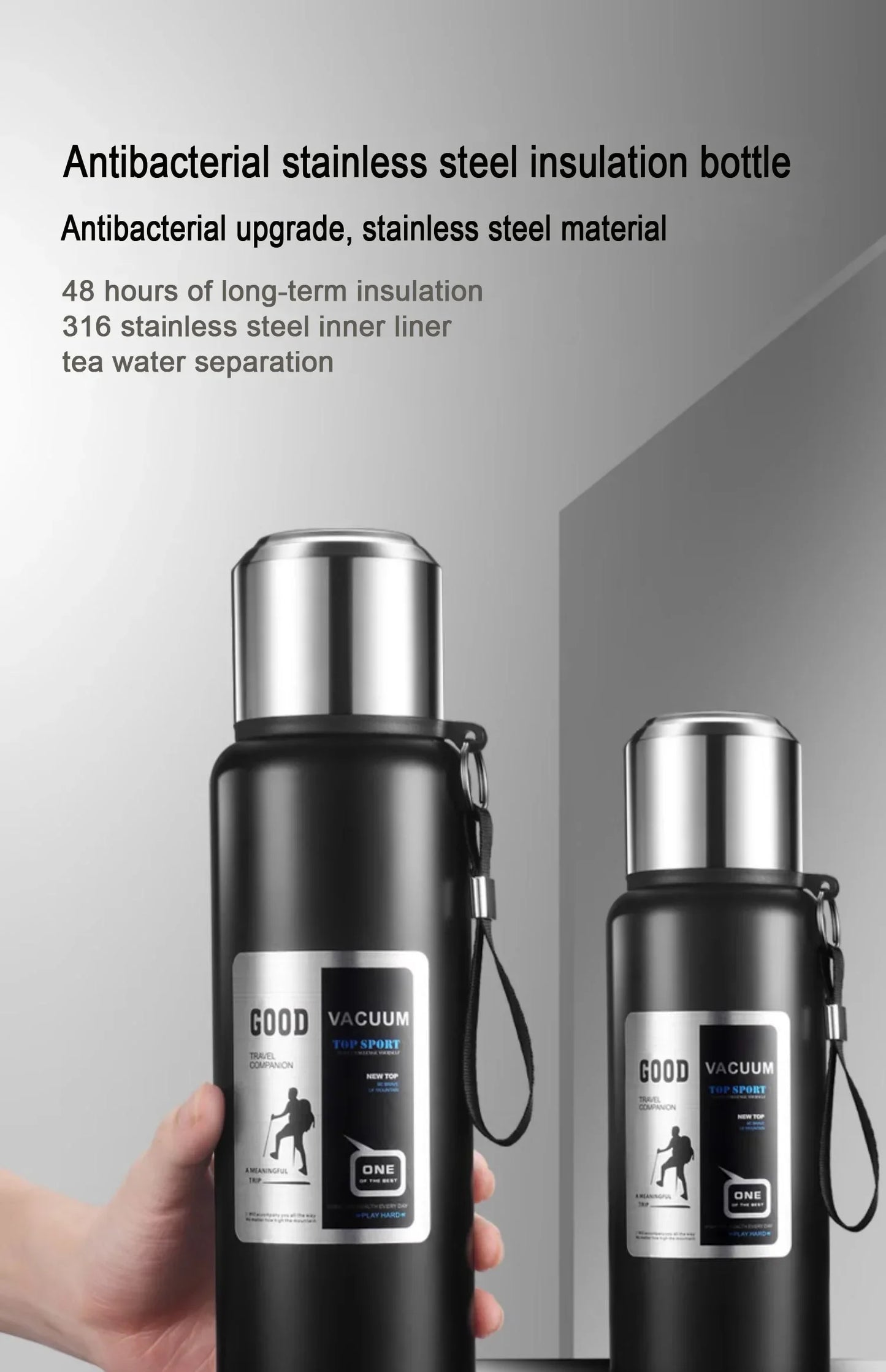 Portable Insulated Water Bottle Stainless Steel Leakproof Thermos Cup Cold Hot Beverage Container for Travel Office