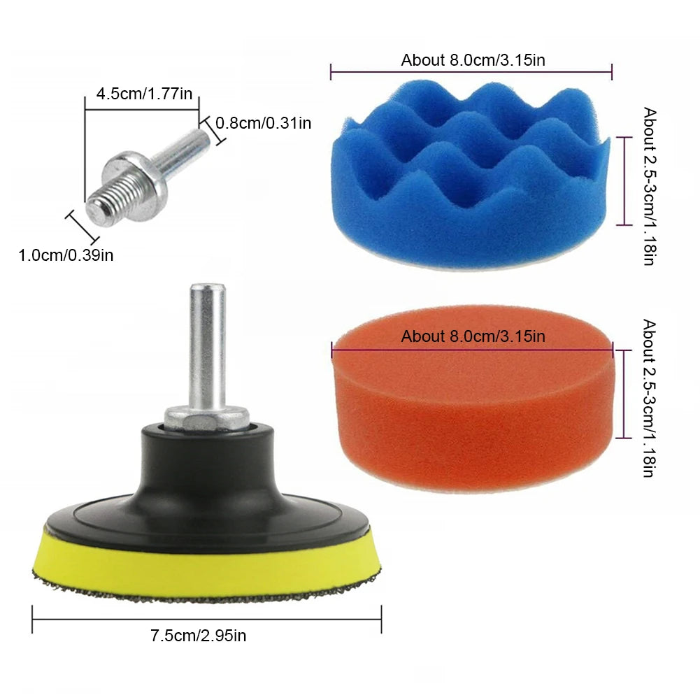 22Pcs 3 Inch Car Polishing Sponge Pads Kit Reusable Foam Pad Buffer Kit Washable Wool Fiber for Auto Remove Scratches