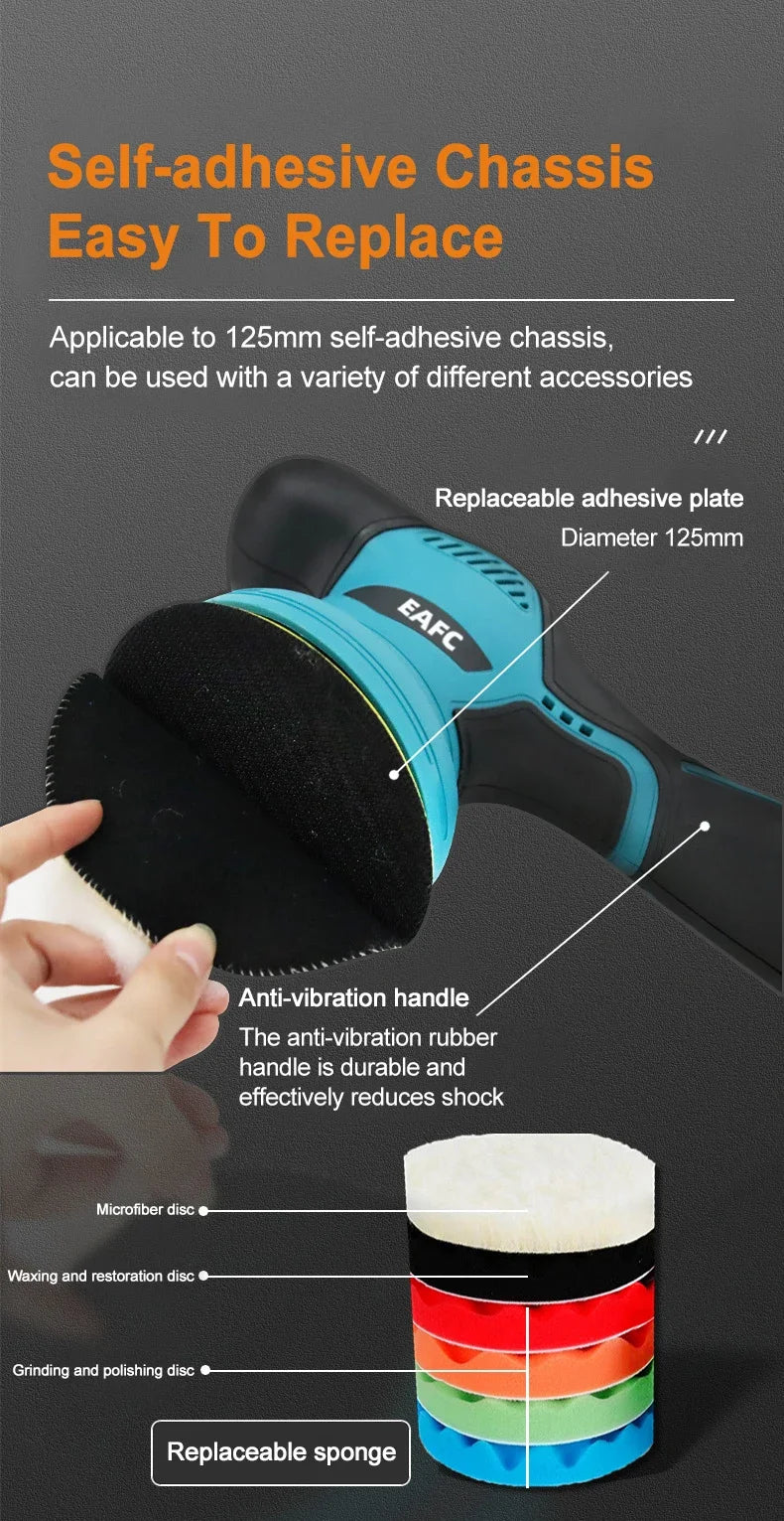 EAFC Polishing Machine For Car 12V Cordless Polisher 8 Gears 380W Automotive Electric Waxing Repairing Wireless Sander Polish