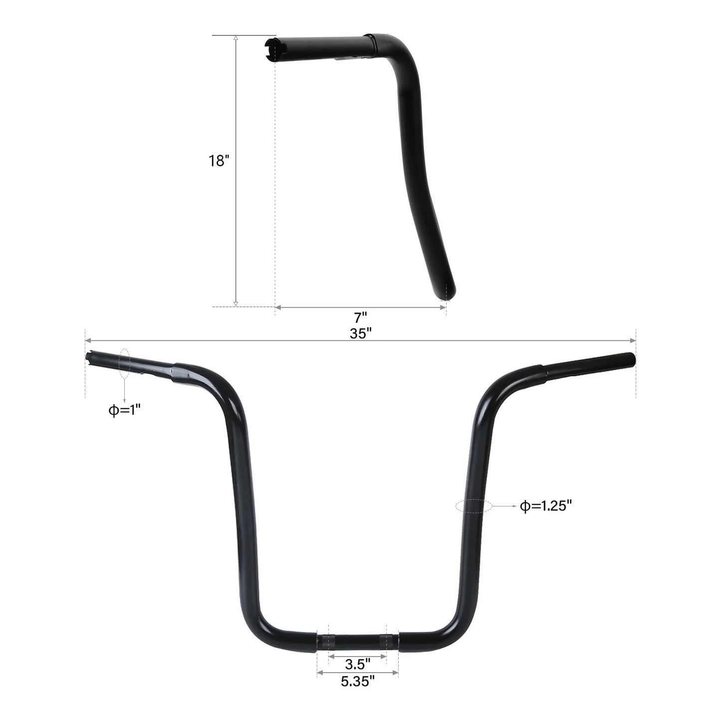 Motorcycle 12 14 16 18" inch Rise 1-1/4" Ape Hanger Curved Handlebar For Harley Sportster XL FLST FXST Custom