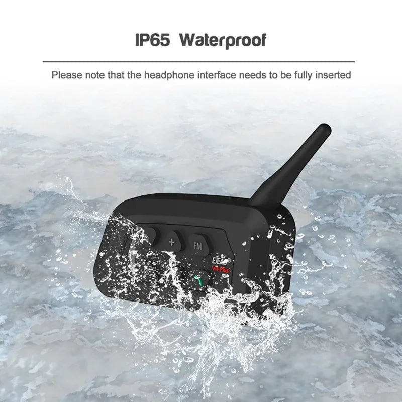 EJEAS Type-C V4 Plus Motorcycle Helmet Interphone Bluetooth 5.1 4-Way 1200M Intercom Headset FM Radio IP65 Waterproof