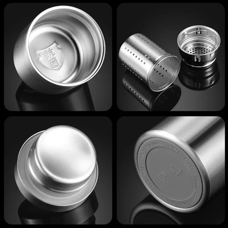 Portable Insulated Water Bottle Stainless Steel Leakproof Thermos Cup Cold Hot Beverage Container for Travel Office
