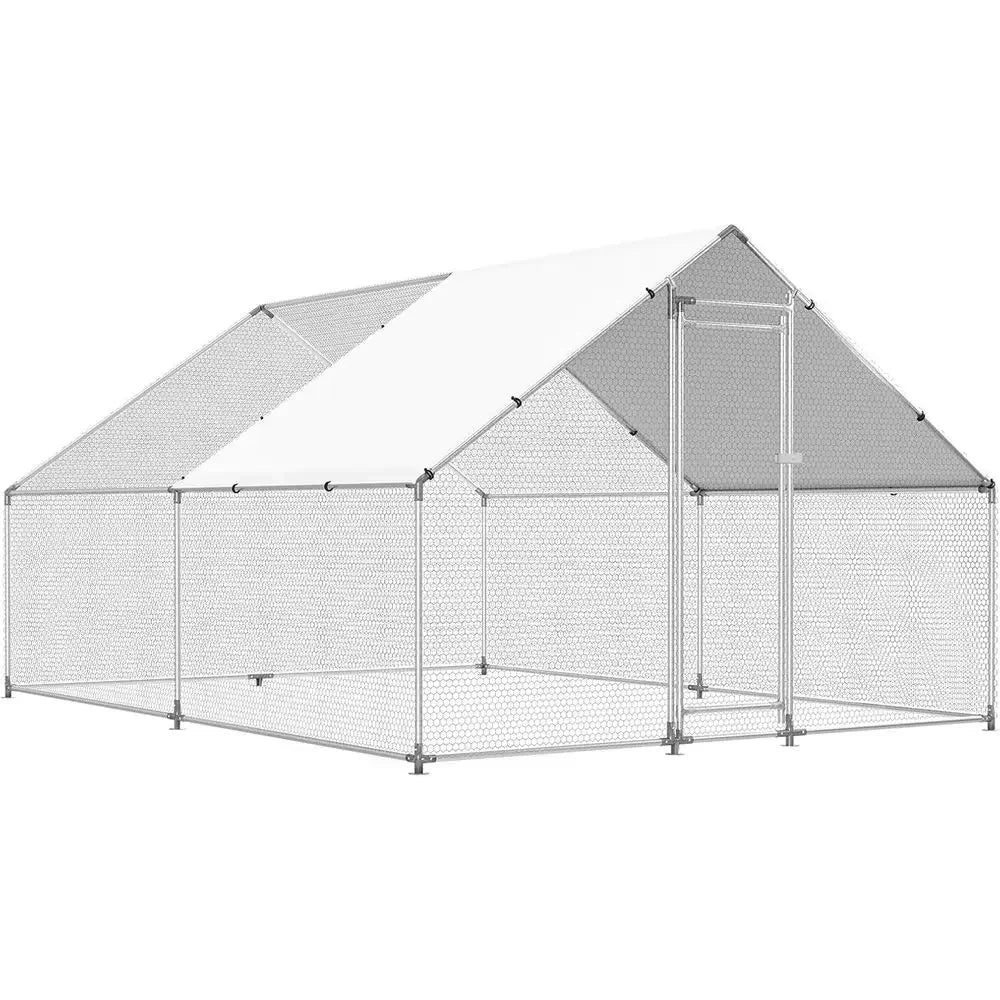Walk-In Chicken Coop with UV-Protected and Waterproof Cover for Outdoor Poultry Housing