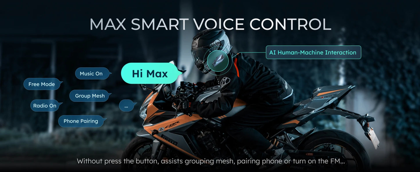 Blue S1 Motorcycle Intercom Helmet Mesh Group Communication, Voice Control Bluetooth Headset for Snowmobile, Ski & ATV