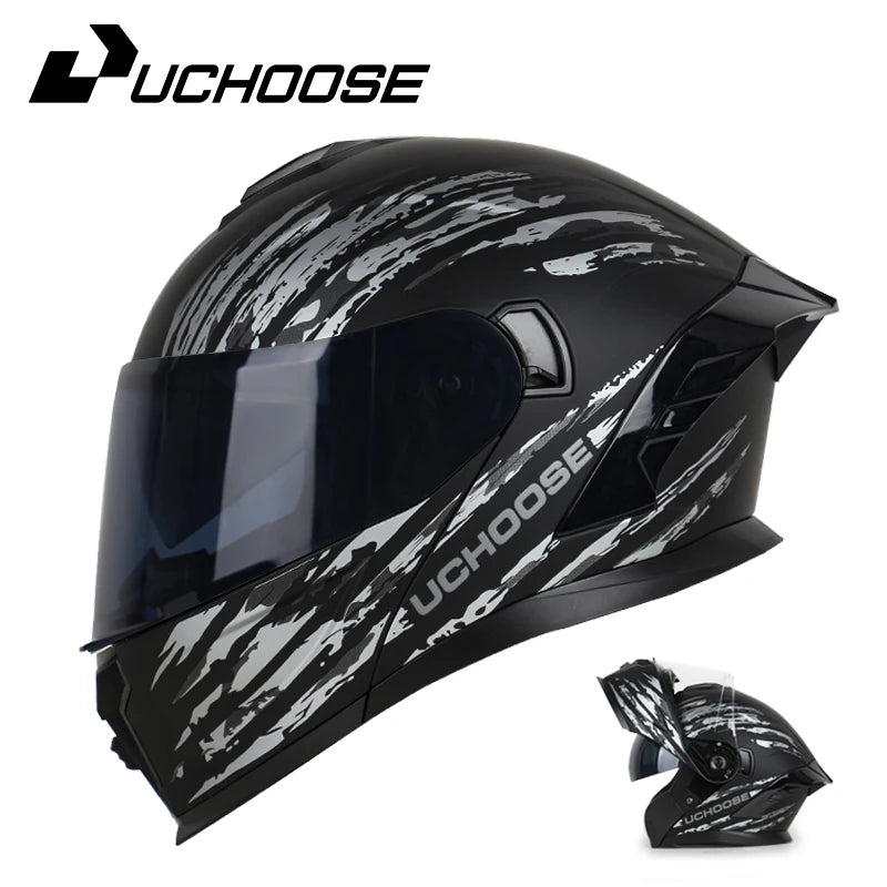 DOT Approved Full Face Helmet Crash Motorbike Protective Gear Men Women Flip Up Helmet Motorcycle Double Sun Visor