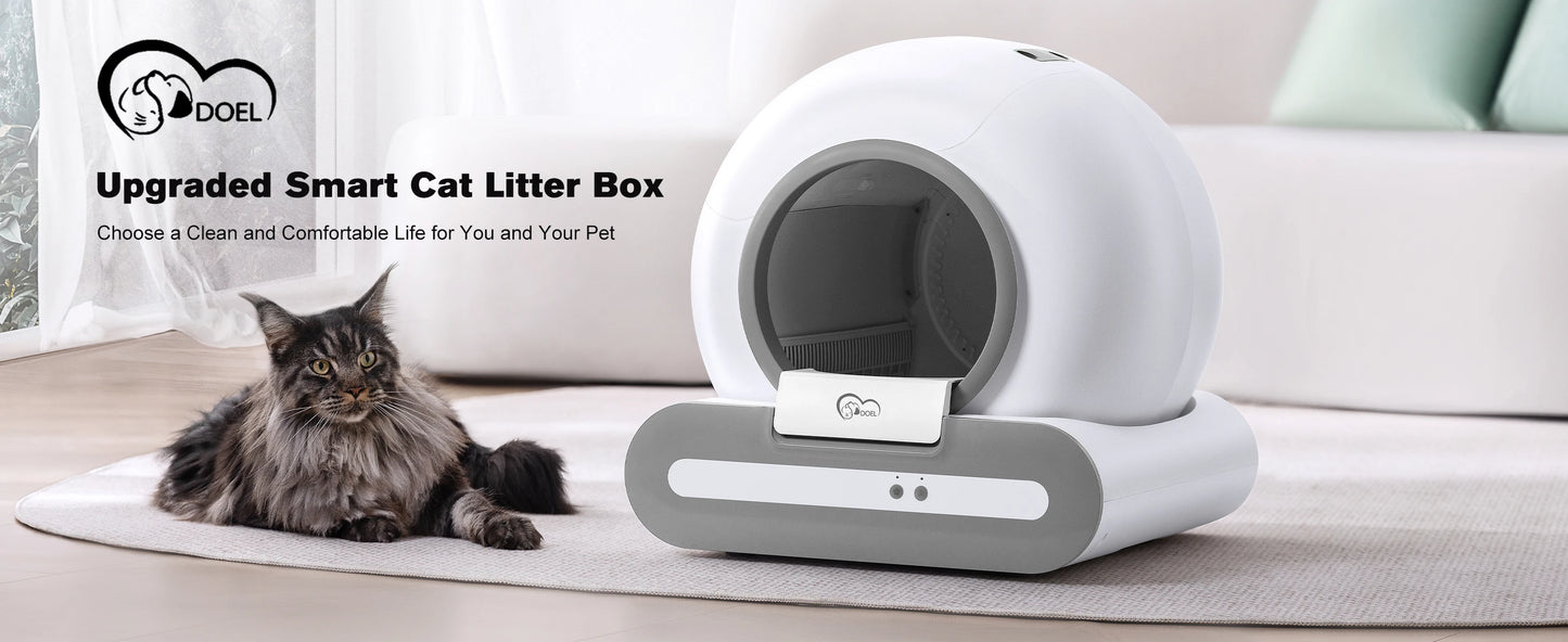 65L Self-Cleaning Cat Litter Box App Control, ONLY Supports 2.4G WiFi w/Litter Mat&Trash Bags, Fit for Tofu & Mixed Litter