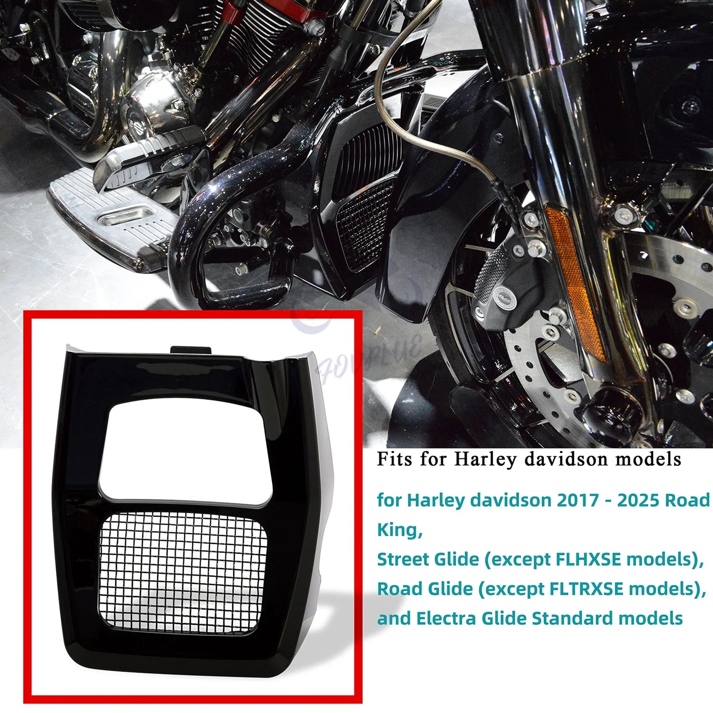 Motorcycle Fairing Front Spoilers Radiator Chin Cover For Harley Road King Electra Street Glide FLHR FLTRX Oil Cooler 2017-2025