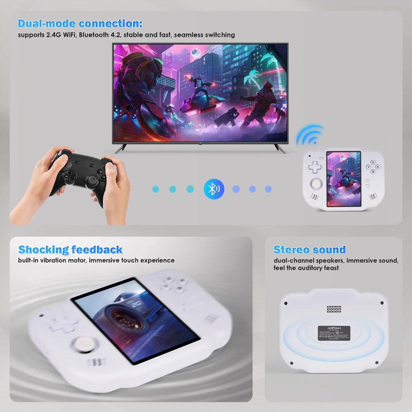 AMPOWN Magicx ZERO 40 Video Game Console 4''IPS Touch Screen Android System A133P Support Wifi Bluetooth Vibration Motor for NDS
