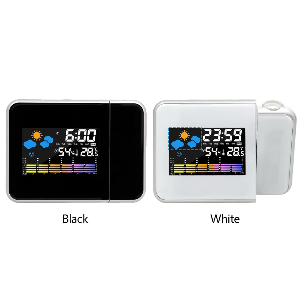 Smart Alarm Clock with Night Backlight Desk Table Thermometer Hygrometer Projection Clock for Home Living Room Bedroom