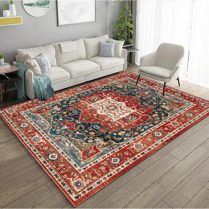 Ethnic Style Bedroom Carpet Persian American Retro Carpets Large Area Living Room Decoration Rugs Cloakroom Lounge Rug Washable