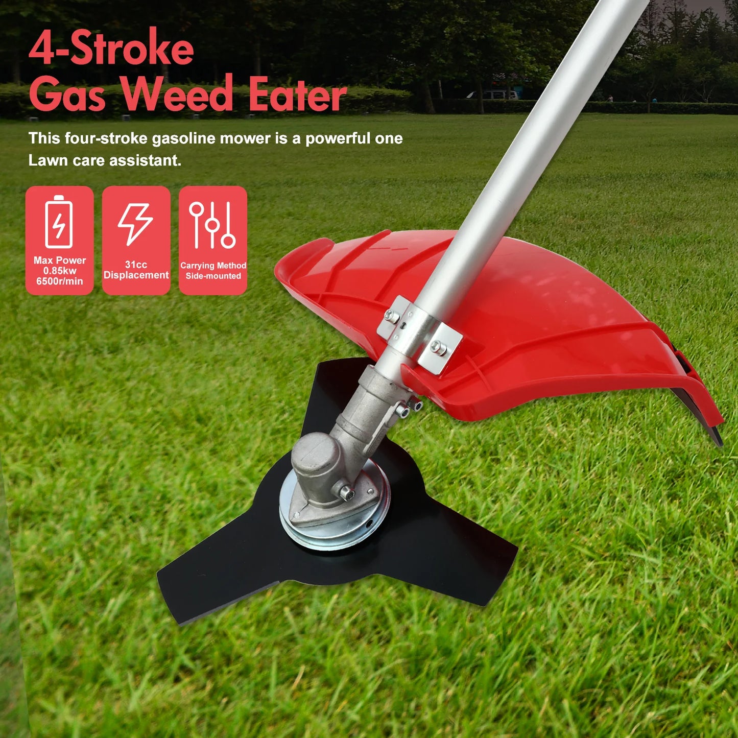 4-Stroke Gas Weed Eater 31cc 15lb 13 in Straight Shaft Trimmer Cordless Weed Wacker Light High-Power for Lawns and Garden Care