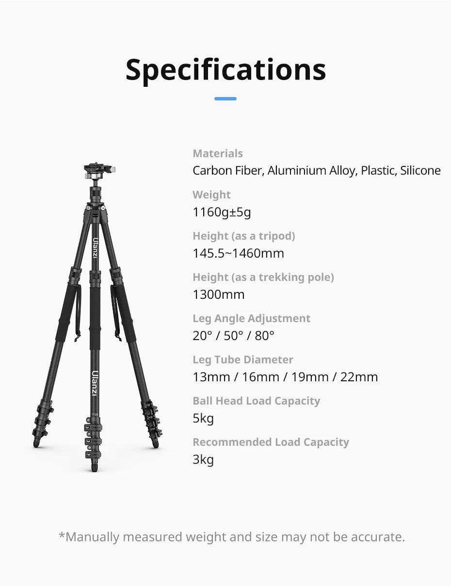 Ulanzi TT35 Hiking Stick Tripod Kit Quick Release Trekking Pole Monopod Selfie Stick Mini Tripod for Hiking Travel Outdoor Shoot