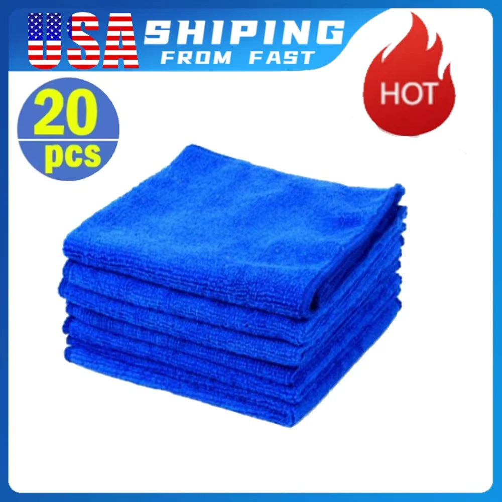 20PCS 30*30 General Cleaning Towel Soft Microfiber Car Cleaning Towel Drying Cloth Hemming Wash Towel Water Suction Polishing