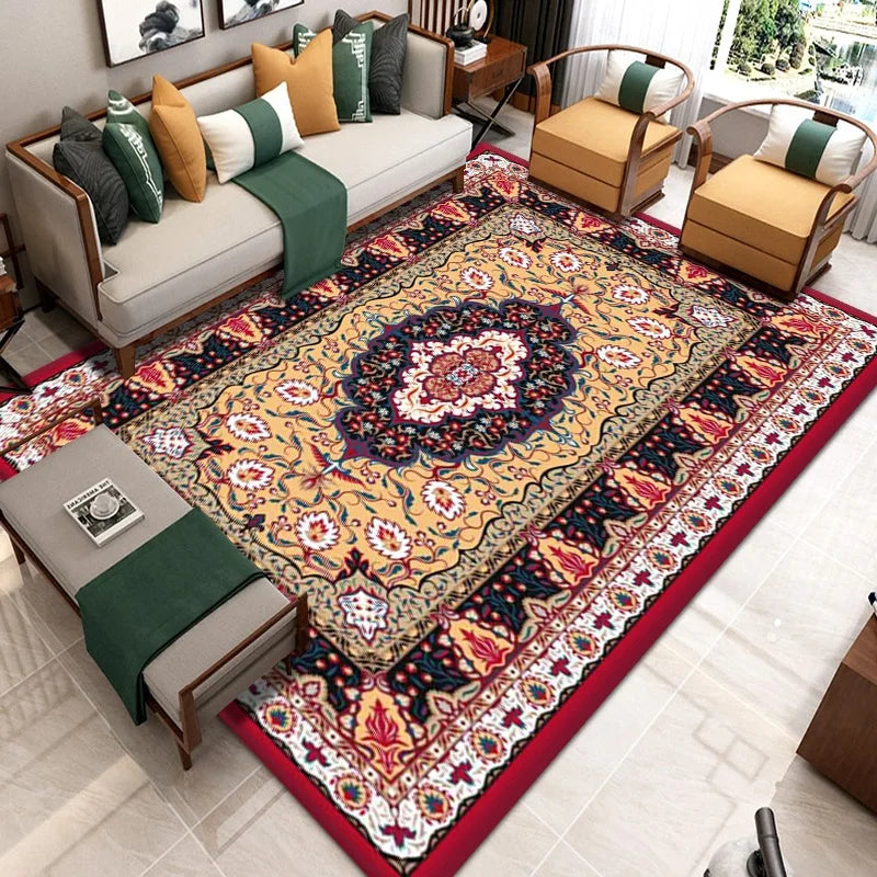 Ethnic Style Bedroom Carpet Persian American Retro Carpets Large Area Living Room Decoration Rugs Cloakroom Lounge Rug Washable