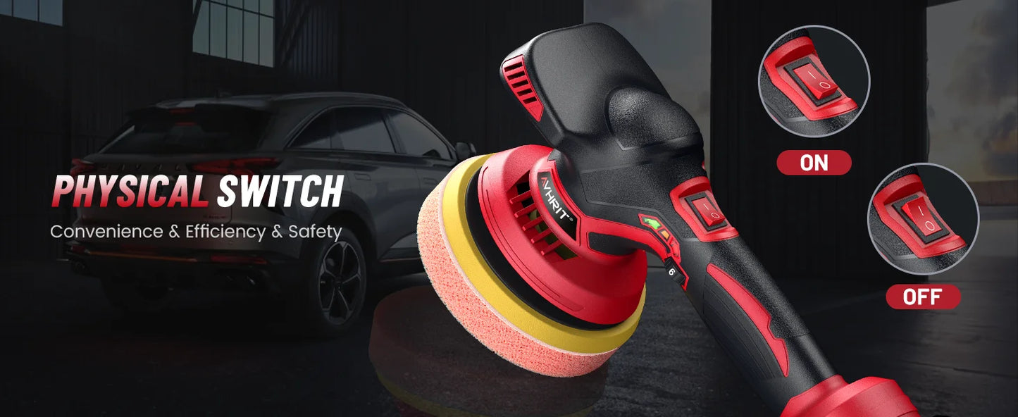 21V Cordless 6-Inch Car Polisher Kit with 2x2000mAh Batteries,6-Speed & 16PCS Attachments for Auto Detailing, Boat Sanding