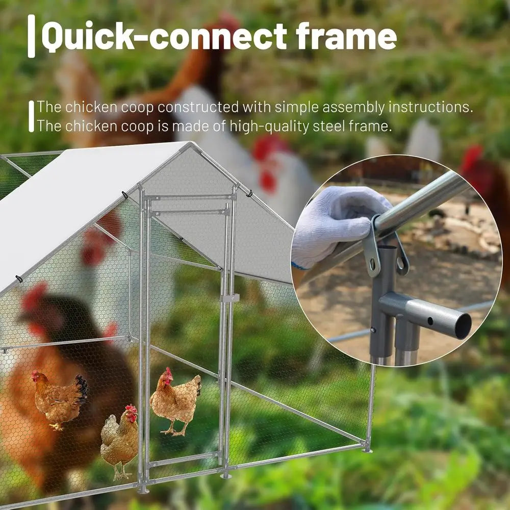 Walk-In Chicken Coop with UV-Protected and Waterproof Cover for Outdoor Poultry Housing