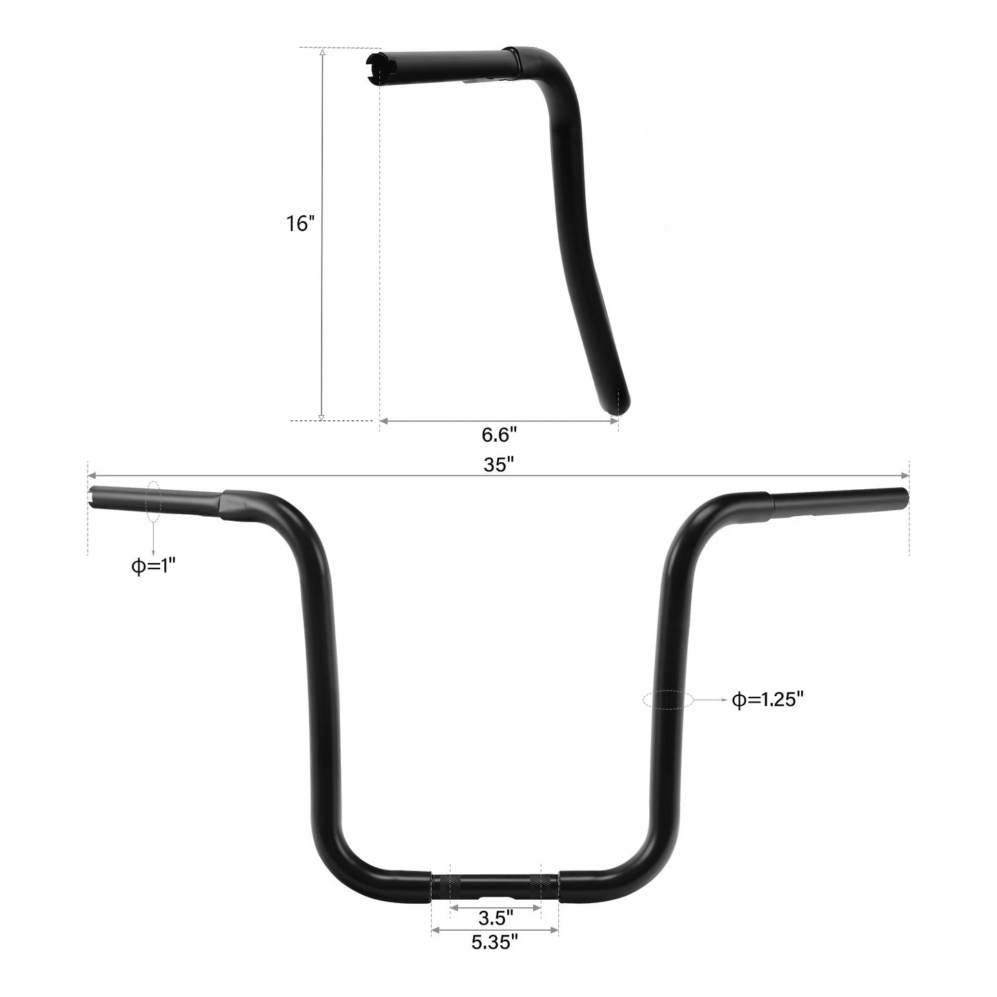 Motorcycle 12 14 16 18" inch Rise 1-1/4" Ape Hanger Curved Handlebar For Harley Sportster XL FLST FXST Custom
