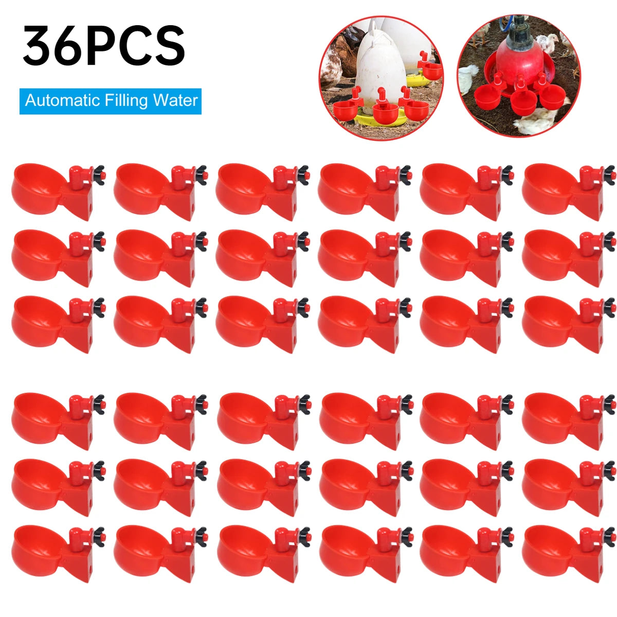 36-1PCS Chicken Drinking Cup Automatic Drinker Chicken Feeder Poultry Waterer Drinking Water Feeder for Chicks Duck Goose Quail