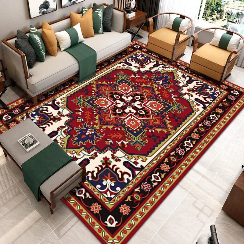 Ethnic Style Bedroom Carpet Persian American Retro Carpets Large Area Living Room Decoration Rugs Cloakroom Lounge Rug Washable