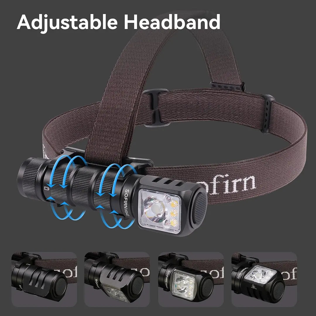 SOFIRN HS42 2100lm Headlamp 18650 USB C Rechargeable RED LED Flashlight SST40 LED EDC Torch with Magnetic for Camping