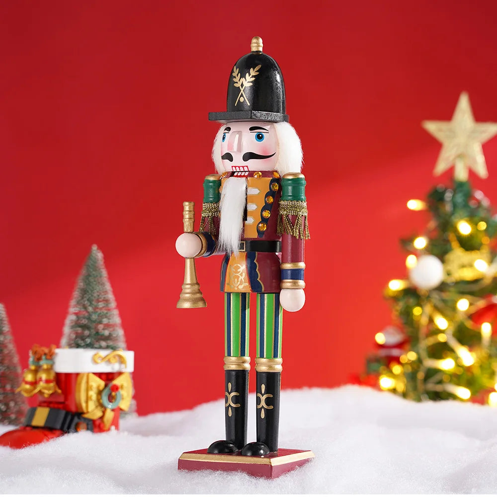 30cm Nutcracker Soldier Puppet Wooden Nutcracker Statues Handicraft Doll Christmas Decor Puppet For Home/Coffee Shop Decor Gifts