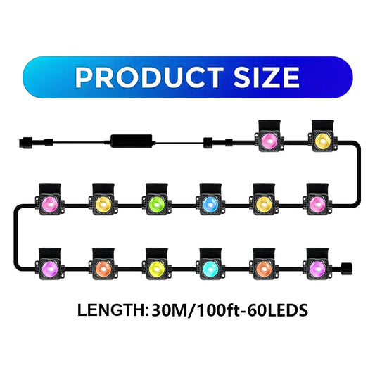 300FT Permanent Outdoor RGB Lights IP67 Waterproof Smart Eave Light DIY Scenes for House Roof Decor Christmas Holiday Daily