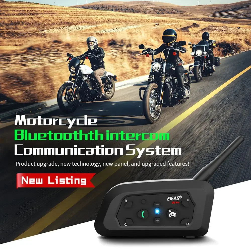Only Official Oversea Store V6PRO+ Motorcycle Intercom Helmet Bluetooth5.1  Headset 6 Riders 800m Communicator Waterproof