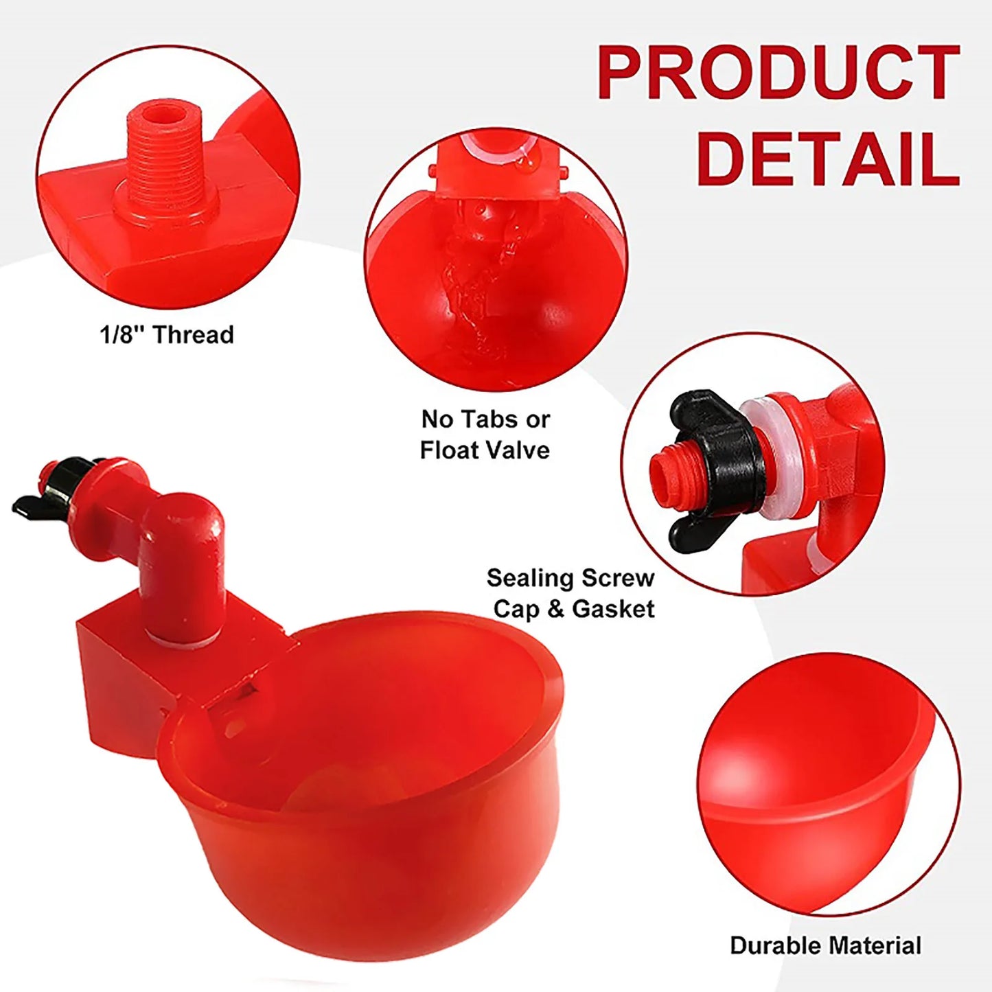 36-1PCS Chicken Drinking Cup Automatic Drinker Chicken Feeder Poultry Waterer Drinking Water Feeder for Chicks Duck Goose Quail