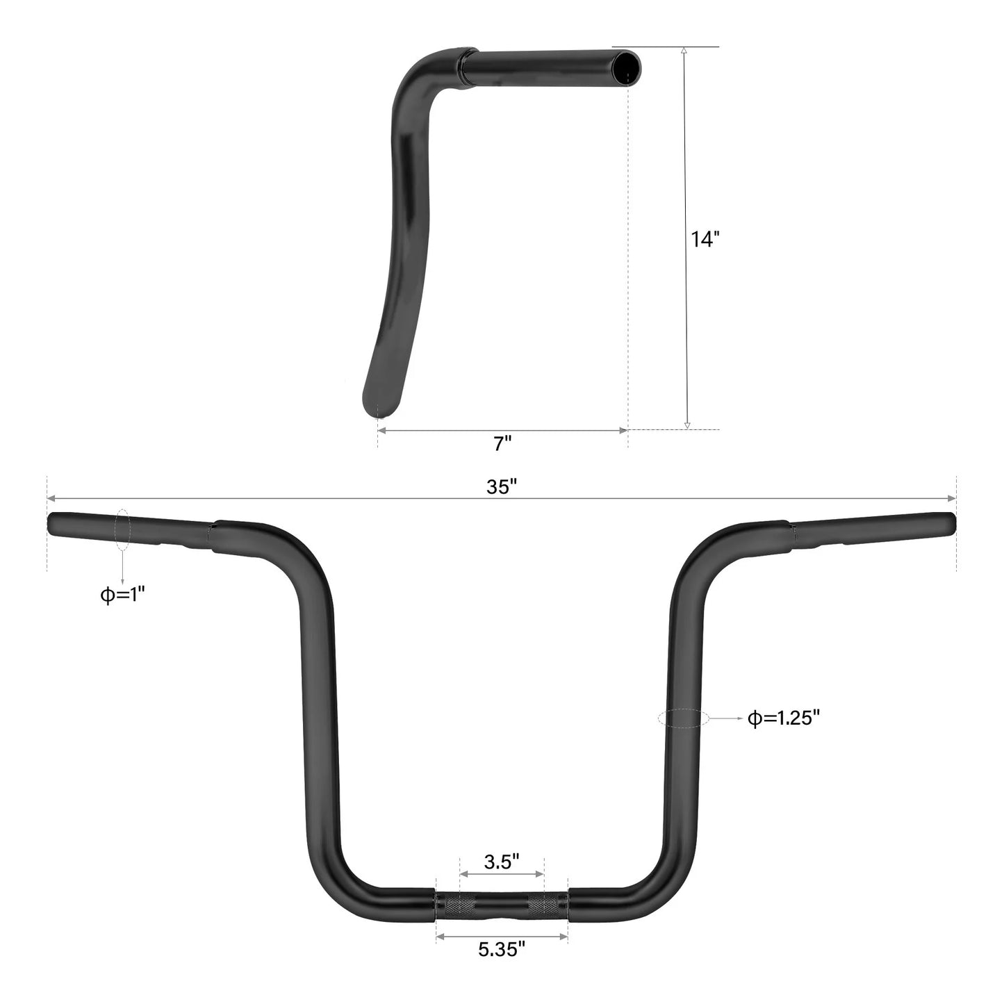 Motorcycle 12 14 16 18" inch Rise 1-1/4" Ape Hanger Curved Handlebar For Harley Sportster XL FLST FXST Custom