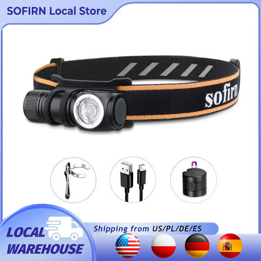 HS10 USB C Rechargeable Mini 16340 Headlamp 1100lm TN3535 90CRI Angle Flashlight TIR Optics with Magnet Tail 2 Groups